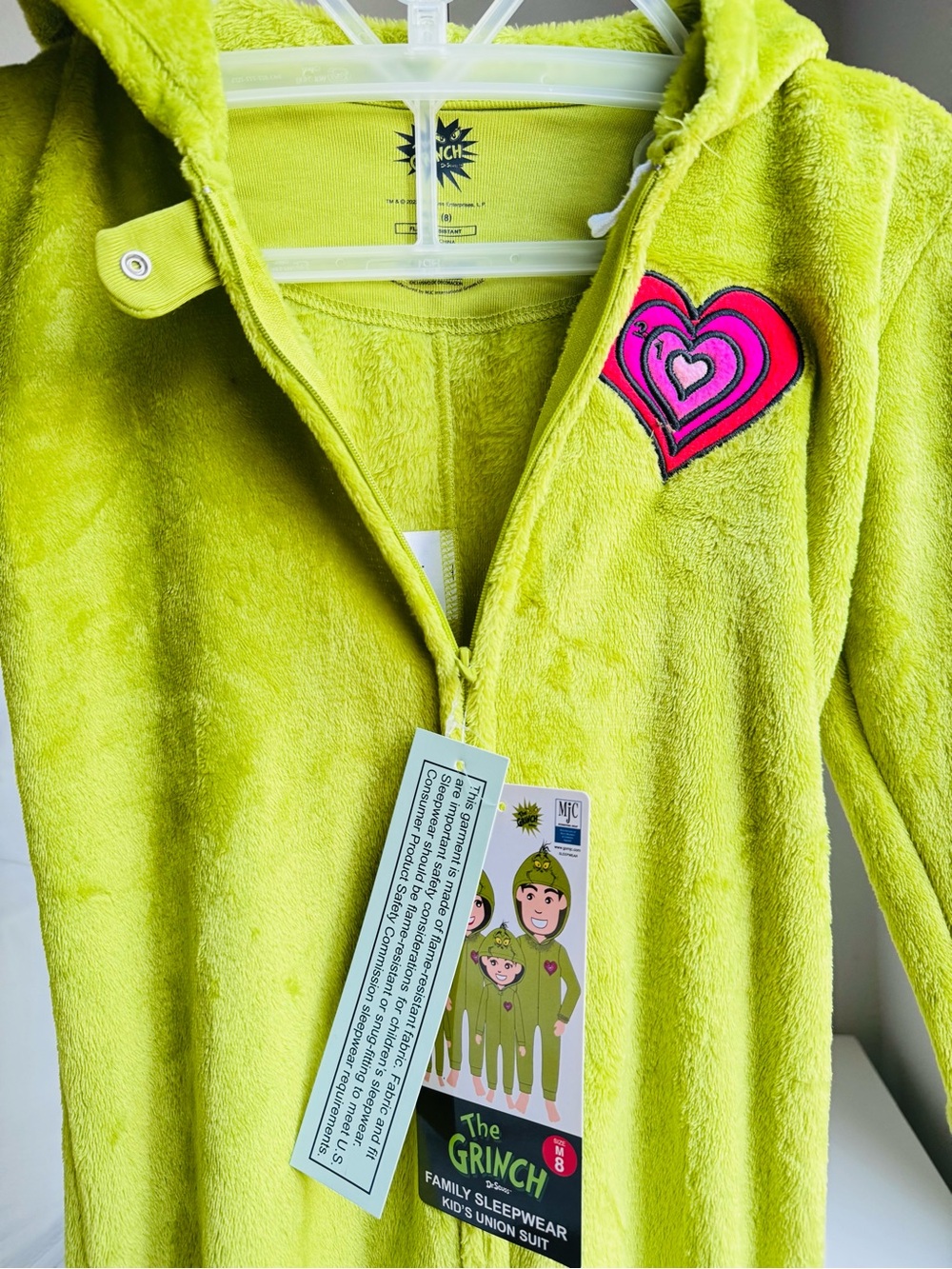 👻 🎃Kids The Grinch Halloween Costume Hooded Jumpsuit Size 8 NWT - Picture 5 of 7